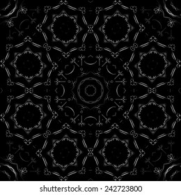 Art Metal Seamless Symmetric Pattern On Black Background Vector