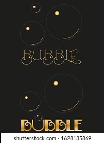 art minimal black logo made of bubbles and inscriptions in gold