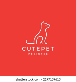 art minimal cat sit logo design