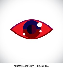 Art modern illustration of human eye, part of personality face, symbolic graphic element can be used in design.  Have your personal view at situation.