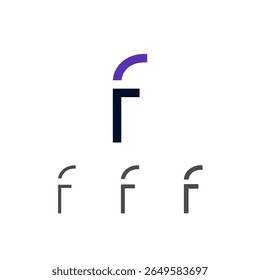 Art modern lowercase letter F made logo style, vector illustration 10 EPS