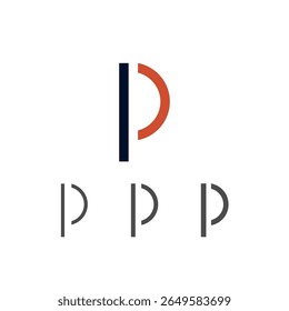 Art modern lowercase letter P made logo style, vector illustration 10 EPS