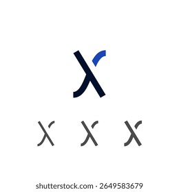 Arte moderna letra minúscula X estilo logotipo feito, ilustração vetorial 10 EPS
