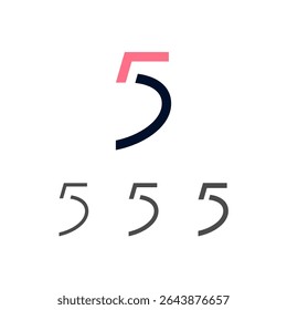 Art modern number 5 made logo style, vector illustration 10 EPS