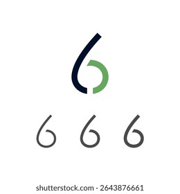 Art modern number 6 made logo style, vector illustration 10 EPS
