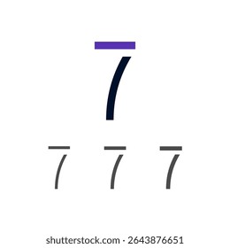 Art modern number 7 made logo style, vector illustration 10 EPS