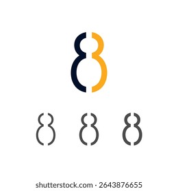 Art modern number 8 made logo style, vector illustration 10 EPS