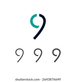 Art modern number 9 made logo style, vector illustration 10 EPS