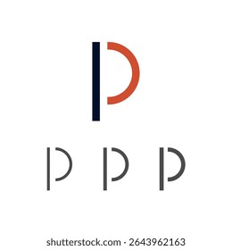 Art modern uppercase letter P made logo style, vector illustration 10 EPS
