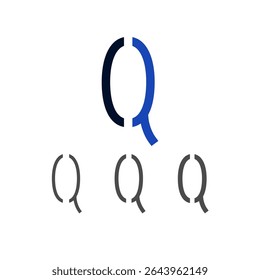 Arte moderna letra maiúscula Q fez estilo logotipo, ilustração vetorial 10 EPS