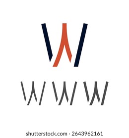 Art modern uppercase letter W made logo style, vector illustration 10 EPS