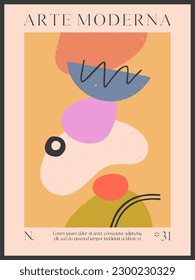 Art modern vector poster with hand drawn organic shapes,textures and doodles.Trendy contemporary illustration for prints,flyers,banners,invitations,home decor.Arte Moderna - Modern Art