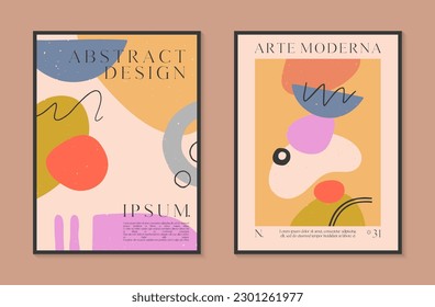 Art modern vector posters with hand drawn organic shapes,textures and doodles.Trendy contemporary illustrations for prints,flyers,banners,invitations,home decor.Arte Moderna - Modern Art