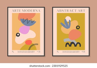 Art modern vector posters with hand drawn organic shapes,textures and doodles.Trendy contemporary illustrations for prints,flyers,banners,invitations,branding design,covers,home decor