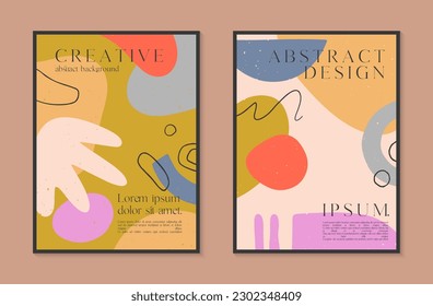 Art modern vector posters with hand drawn organic shapes,textures and doodles.Trendy contemporary illustrations for prints,flyers,banners,invitations,branding design,covers,home decor