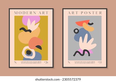 Afiches vectoriales modernos con formas orgánicas dibujadas a mano, texturas y doodles.Ilustraciones contemporáneas de moda para impresiones, volantes, carteles, invitaciones, diseño de marca, cubiertas, decoración doméstica