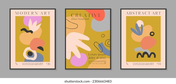 Art modern vector posters with hand drawn organic shapes,textures and doodles.Trendy contemporary illustrations for prints,flyers,banners,invitations,branding design,covers,home decor