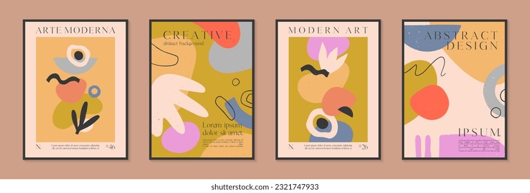 Art modern vector posters with hand drawn organic shapes,textures and doodles.Trendy contemporary illustrations for prints,flyers,banners,invitations,branding design,covers,home decor