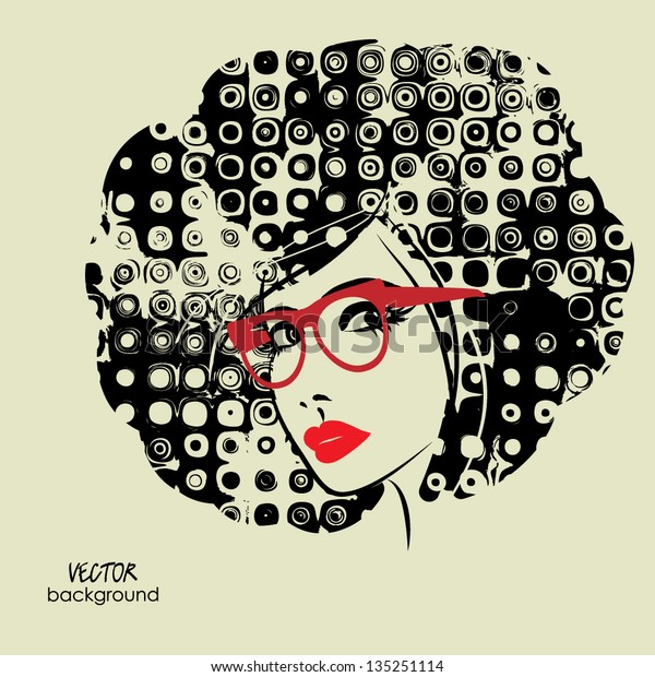 Art Monochrome Black Sketching Vector Girl Stock Vector (Royalty Free