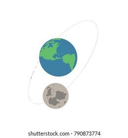 Art with moon and earth, cosmic theme, vector illustration