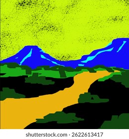 Ilustración vectorial Art Mountain Paisaje