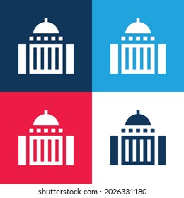 Art Museum blue and red four color minimal icon set