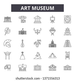 Art museum line icons, signs set, vector. Art museum outline concept, illustration: museum,art,artist,isolated,paint