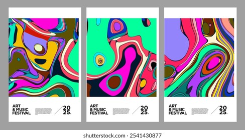 Arte e música colorido psicodélico abstrato fundo para o Festival de Ano Novo 2025
