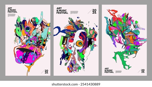 Art and Music colorful psychedelic abstract background for New Year Festival 2025