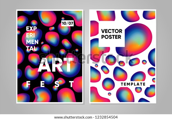 Art and music poster template with trendy\
background. Abstract vector gradient. Liquid futuristic shapes.\
Experimental festival.