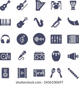 art music vector set icon illustration