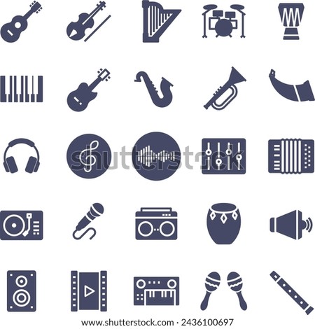 art music vector set icon illustration