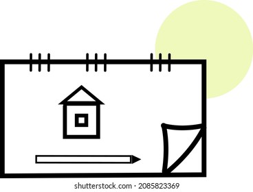 Art notebook, illustration, vector, on a white background.