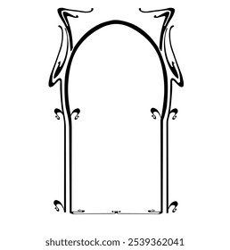  art nouvea  frame vintage, vertical border retro ornament, modern art deco stile, black classic