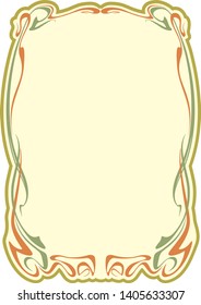 Art nouveau abstract framework from the bound lines. Vector isolate element for your design. Vintage frame. Valentines day, birthday, Invitation card.