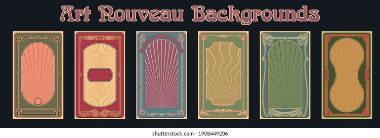 Art Nouveau Backgrounds, Frames, Poster Templates