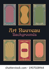 Art Nouveau Backgrounds, Retro Colors and Decorative Elements 