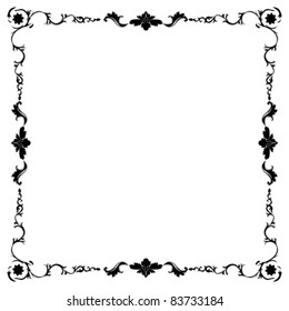 art nouveau black and white floral frame