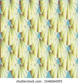 Art Nouveau Botanical Fans Elegant Metallic Background Pattern