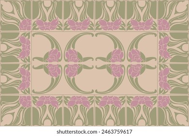 Art nouveau botanical flower seamless pattern background