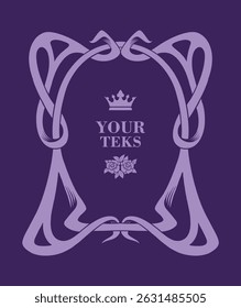 Art Nouveau curved frame and elegant outline elegant vector ornament illustration