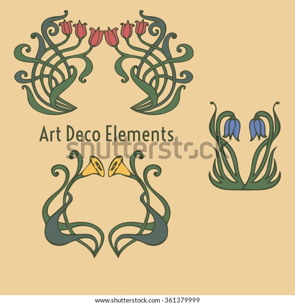 Art Nouveau Art Deco Floral Ornaments Stock Vector Royalty Free