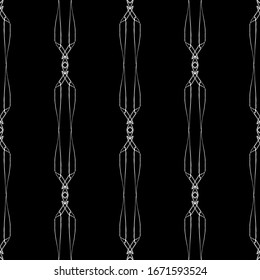 Art Nouveau and art Deco pattern.Seamless vector pattern.White abstract stripes on a black background. For fabric design, packaging, Wallpaper and engraving.