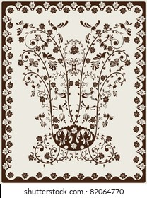 Art Nouveau decorative background with floral motives and stylized birds.