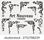 Art Nouveau decorative corners- vector set	
