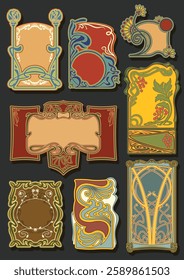 Art Nouveau Decorative Elements. 1900s - 1920s Style Graphic Design, Retro Colors and Style