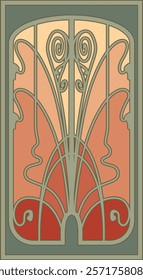 Art Nouveau Decorative Frame. Vector Template for Retro Style Posters, Covers, Illustrations, 1900s - 1920s Colors and Shapes