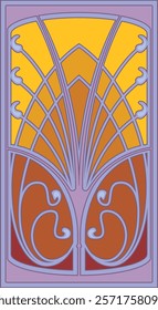 Art Nouveau Decorative Frame. Vector Template for Retro Style Posters, Covers, Illustrations, 1900s - 1920s Colors and Shapes