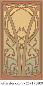 Art Nouveau Decorative Frame. Vector Template for Retro Style Posters, Covers, Illustrations, 1900s - 1920s Colors and Shapes