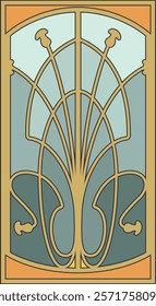 Art Nouveau Decorative Frame. Vector Template for Retro Style Posters, Covers, Illustrations, 1900s - 1920s Colors and Shapes